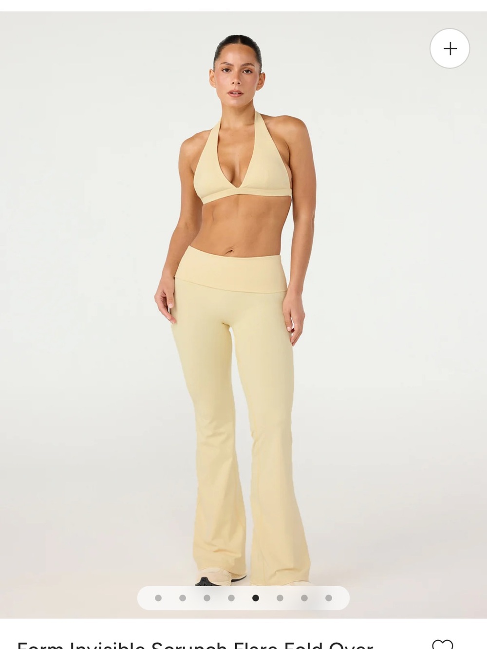 Crop Shop Boutique Fold-Over Flare Pants - Cream